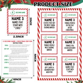 Leitee Christmas 5 Second Game 108 Question Cards and 5 Second Hourglass Family Card Game Simple Questions Card Game for Party Travel Game Night Sleepovers Think Fast and Shout Out Answers