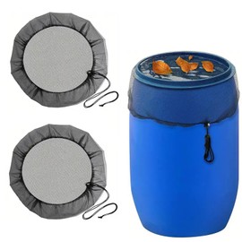 Outddor Rain Barrel Cover,Ompinda 2 Pack Mesh Water Collection Bucket Yarn Cover with Drawstring Buckets Protector Screen for Preventing Mosquito,Fallen Leaves (80cm)