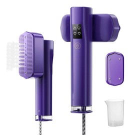 CATCHLUCK Travel Iron Steamer with LED Display & Rotatable - 1200W Portable, 15S Fast Heating, 4 Modes & 3 Temperatures for Shirts/Travel 100 ml Tank Purple
