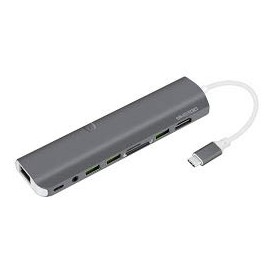 9 in1 Aluminium USB C Hub Extension: 4K HDMI, RJ45 Gigabit Ethernet, 3*USB 3.0, USB-C Power Delivery, Audio Jack and SD/TF Card Readers for MacBook Pro 13" and 15”, DELL and More USB-C Devices