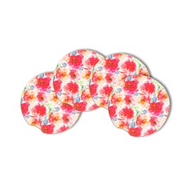Floral Print Small Standard 2.6 Inch Car Coasters 4 Pack, Absorbent Neoprene Fabric Coasters Car Cup Coaster Drink Cup Holder Coasters FLORAL Print (FLORAL PRINT, SMALL)
