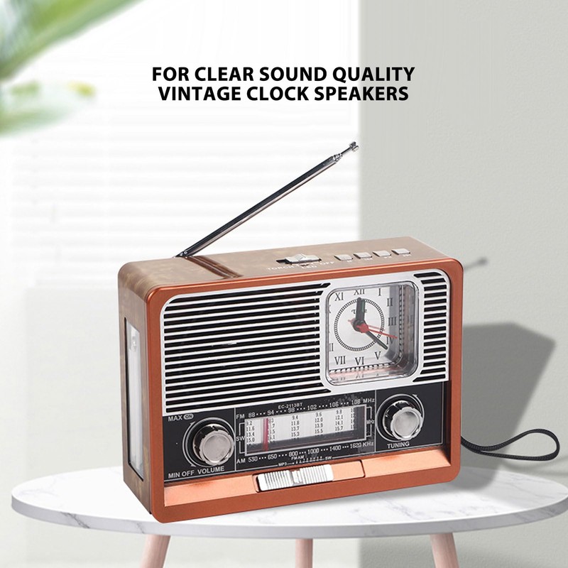 Yunseity Radio Vintage Multifuncional Am FM SW Banda Reloj Linterna