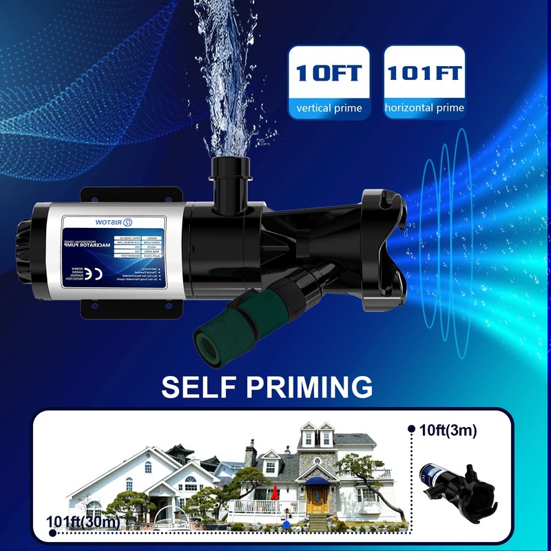 RISTOW RV Macerator Pump 12V, 12GPM RV Waste Water Pump