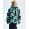 GEMYSE Boy's Waterproof Ski Snow Jacket Hooded Fleece Windproof Winter