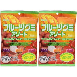 Kasugai Fruit Assort Gummy Candy 3.59oz (2 Pack)