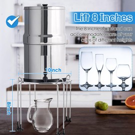Dreyoo 10" Diameter by 8" Tall Gravity Fed Water Filter System Stand, Detachable Stainless Steel Under Sink & Countertop Filtration Stand Compatible with Berkey Water Filter,Royal,Travel System