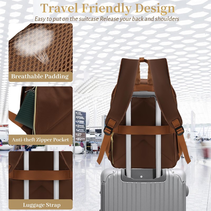 15.6 Inch Laptop Backpack, Lunch Backpack for Women, Water Resistant