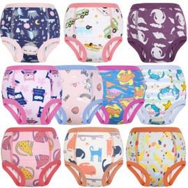 MooMoo Baby Training Underwear 10 Packs Absorbent Potty Training Pants for Boys and Girls Cotton Pee Pants 9T