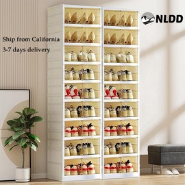 NLDD's 9-Tier Space-Optimizing Shoe Storage: Clear, Collapsible System for 18 Shoes, Closet-Friendly & Area-Efficient – Expandable Racks, Light - size: 9 tiers A