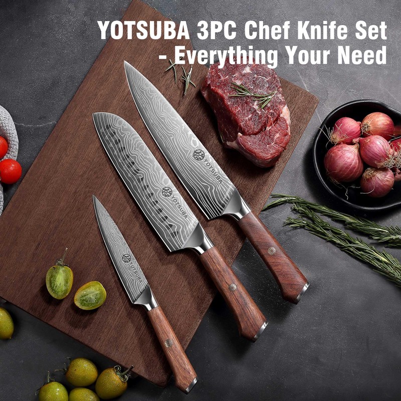 YOTSUBA Kitchen Knives Set 3 PCS, Ultra Sharp Chef Knife
