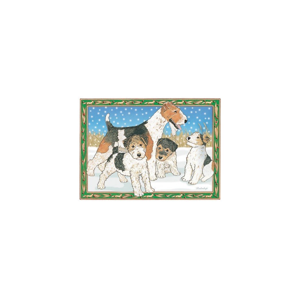 Pipsqueak Productions C857 Holiday Boxed Cards- Fox Terrier Wire