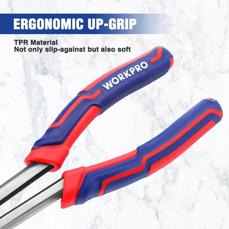 WORKPRO Premium 11” Extra Long Needle Nose Pliers, Paper Clamp