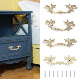 Brosay French Provincial Drawer Pulls European Style Vintage Cabinet Handles 5 Inch Shabby Chic Drawer Handles for Furniture Cupboard Dresser Closet Door 4Pcs(Rice)