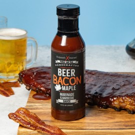 Elijah's Xtreme Beer Bacon Maple Marinade & BBQ Sauce - Flavorful Small Batch Spicy BBQ Sauce Great for Grilling & Dipping Sauce