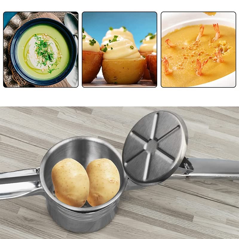 AIMALL Stainless Steel Potato Masher Fruit Press Potato Ricer, Easy