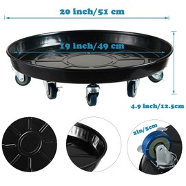 Planterhoma 3 Packs 20" Metal Plant Caddy with Wheels Extra-Large Rolling Plant Stand Heavy-Duty Plant Dolly with Casters Indoor Outdoor Wheeled Flower Pot Mover Rollers Garden Cart Trolley, Black