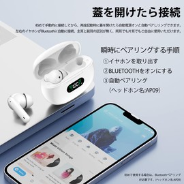 Bluetooth Earphones, Wireless Earphones, EDR+Bluetooth 5.4, Carnauba Type, 2025 Latest Bluetooth Earphones, Automatic Pairing, Instant Connection, Hands-free Calling, Built-in Microphone, Touch Operation, Compact, Telework, Work, School, Web Conference