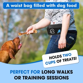 Purfur Dog Treat Pouch with Clicker & Poop Bag Holder – Waterproof Silicone, Adjustable Waist Belt for Training & Walking – Puppy Treat Pouch for Pet Training (Black)