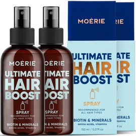 Moerie Ultimate Hair Boost Spray Designed to Strengthen Hair & Restore Scalp Health - 100% Natural Hair Serum for Hair Boost with over 100 Minerals, Vitamins & Amino acids - Fresh Scent - Double Pack