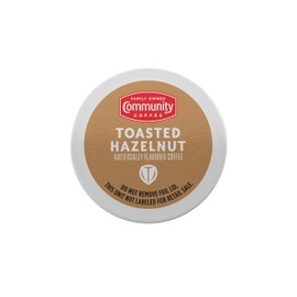 Community Coffee Toasted Hazelnut Flavored Medium Roast Single Serve 72 Ct Box, Compatible with Keurig 2.0 K Cup Brewers, Medium Full Body Smooth Nutty Taste, 100% Arabica Coffee Beans
