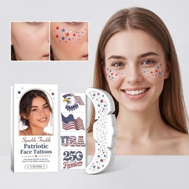 Brillo Facial Patriótico Pegatinas de Maquillaje Brillantes con Bandera Faciales para el Día de la Independencia para Hombres Mujeres Desfiles Celebraciones y Eventos Deporti