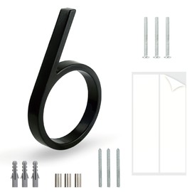 Hasware Floating House Number Sign, 12 cm, Modern Door Numbers, Signage, Plaque, Street, Home Address, Numbers (Black, 6)