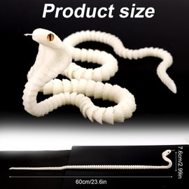 Gosknor 3D Printed Snake, 23.6in Articulated Cobra Crystal Like 3D Printed Rattlesnake Realistic 3D Printed Fidget Animals Flexible 3D Printed Toy for Home Office Decor Stuff (Luminous Rainbow Color)