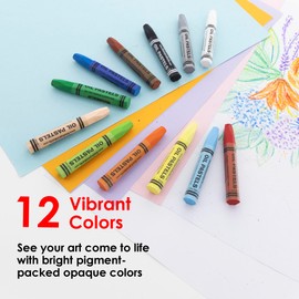 BAZIC Oil Pastel Jumbo 12 Color, Assorted Colors Coloring Drawing Pastel, Art Tool for Kids Indoor Activities At Home School Supplies, 1-Pack
