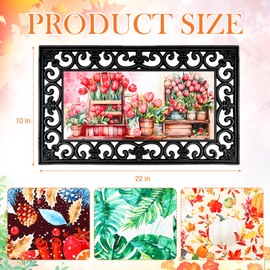 Tinideya 4 Pcs Seasonal Interchangeable Entrance Doormats Holiday Welcome Mat Spring Summer Fall Winter Interchangeable Entrance Doormat Front Door Mat Festival Home Decor 22 x 10 Inches