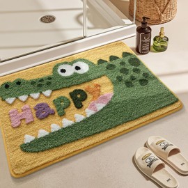 Animal Bath Mat, Cute Cartoon Crocodile Floor Mat, Ultra Soft & Non-Slip Door Mat, Absorbent Microfiber Bath Rugs, Machine Washable Bath Rug Carpet for Toilet Bathtub Kitchen 20 x 31 Inch (Crocodile)