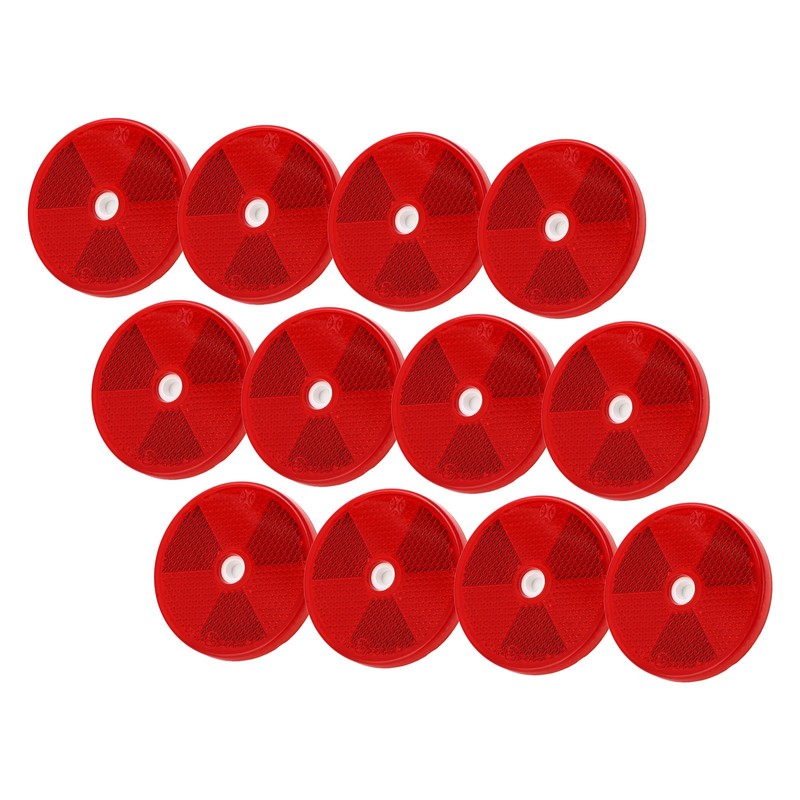 12PCs Round Reflector Red Reflective Sticker Waterproof Signal Warning for