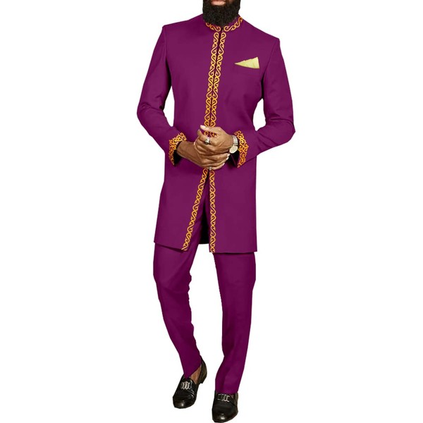 African Suit for Men Jacket and Trousers 2 Piece Set