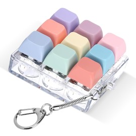 Keyboard Fidget Toy, Fidget Clicker Keychain Stress Relief Button Toy for Adults, Colorful Macaron Stress Relief Gifts for Stress Relief and Pass Time