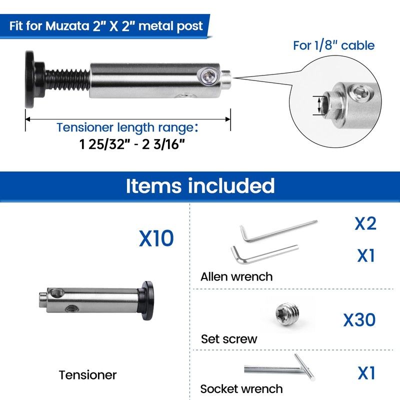 [Patent] Muzata 10 Pack 1/8" Black Swageless Invisible Cable Railing