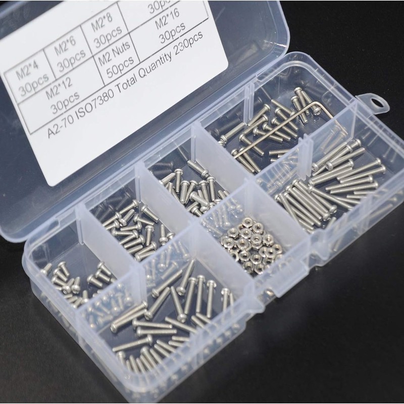 MEZOKUCEL Nuts, 230pcs M2 304 Stainless Steel Cup Head Hex