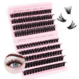 Oreola Cluster Eyelashes, 80D, 100D, Individual Eyelashes, D Curl, False Eyelashes, Reusable, Single Eyelashes, Wispy, Soft, Single Lashes, Mix 8-16 mm, C Curl