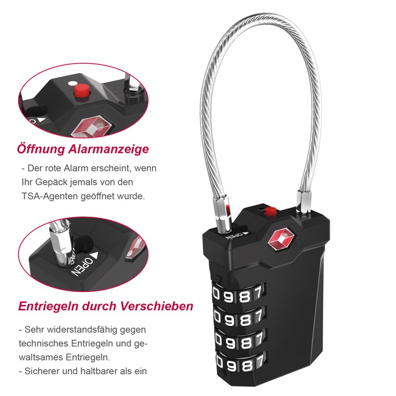 ZHEGE TSA Luggage Lock, 4-Digit TSA Combination Padlock, Suitcase Lock