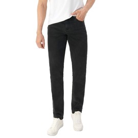 GENUWII Men's Stretch Jeans Regular Fit Mid Rise Work Jeans for Men, Black Denim Pants (Black,36)