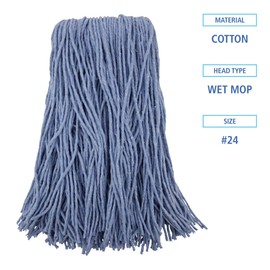 Boardwalk Mop Head, Standard Head, Cotton/Synthetic Fiber, Cut-End, 24, Blue, 12/Carton