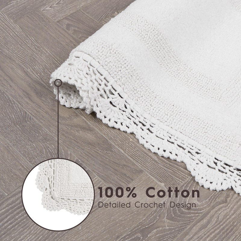 Laura Ashley Cotton Bath Rug, White, 21x34 in
