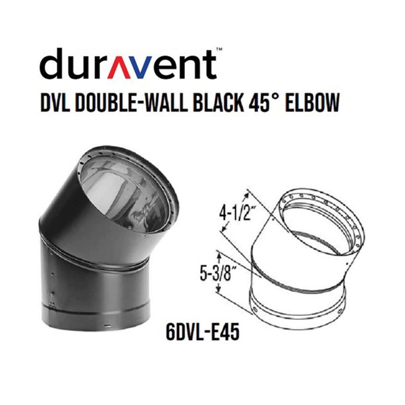 DuraVent 6DVL-E45 DVL Galvanized Steel/Stainless Steel Double Wall Wood Burning