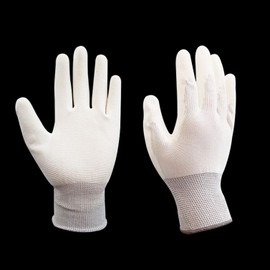 FANGULU 10 Pairs White Nylon Gloves Non-slip And Anti-static PU Gloves Suitable for Machining Electronic Assembly Automobile Making Construction Site Logistics Loading And Unloading(20PCS)