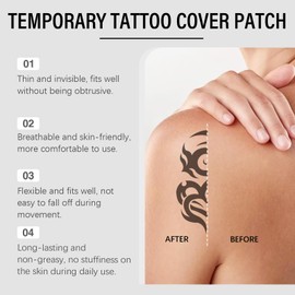 Pack of 6 Tattoo Cover Up Stickers, Tattoo Concealing Tape, Scar Covering Tape, Skin Tone Concealer Stickers, Breathable and Waterproof Skin Concealing Tape for Covering Tattoos