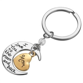 Mom Christmas Mother’s Day Birthday Gifts from Daughter Son, I Love You to the Moon and Back Mother Keychain