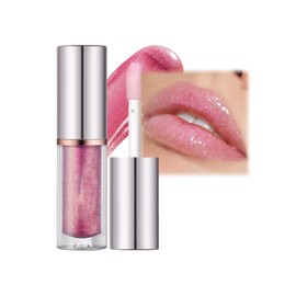 Glitter Lip Gloss, Sparkling Iridescent Lip Gloss Moisturizing Hydrating Shimmer Lip Oil, Long Lasting Glitter Pink Liquid Lipstick Holographic lip Makeup