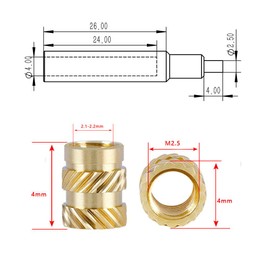 Heat Set Insert Tip for M2.5 with Qty 100 M2.5 Inserts.3D Printing Accessories.Compatible with Weller SP40NUS/Hakko FX-888D/900M and T18 Irons, Soldering Iron Tips for Threaded Inserts …