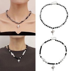 Women's Colorful Beaded Necklace Boho Beach Jewelry Colorful Beaded Choker for Birthday Jewelry Gift Punk Star (G)