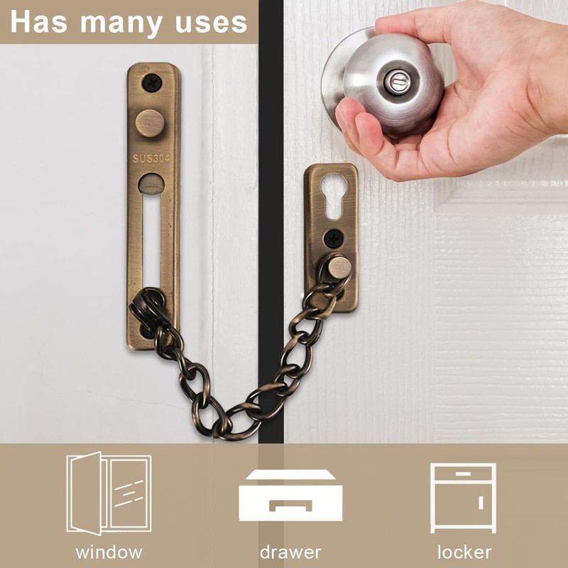 Anti-Theft Chain 304 Stainless Steel Door Chain with Screw Door