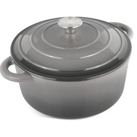 CookNexa 6 Quart Enameled Cast Iron Dutch Oven Pot with Lid, Oven Safe up to 500°F or on Stovetop, Non-stick Dutch Oven for Bread Baking, Cooking, Dual Handles Cookware, Grey