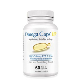 Omega-Caps HP (High Potency) Snip Tips for Cats & Smaller Dogs-Vet Formulated for Healthy Radiant Skin & Coat, Reduces Excess Shedding. Contains Omega 3, Immune Support, Easy to Dose Gel Capsules 250